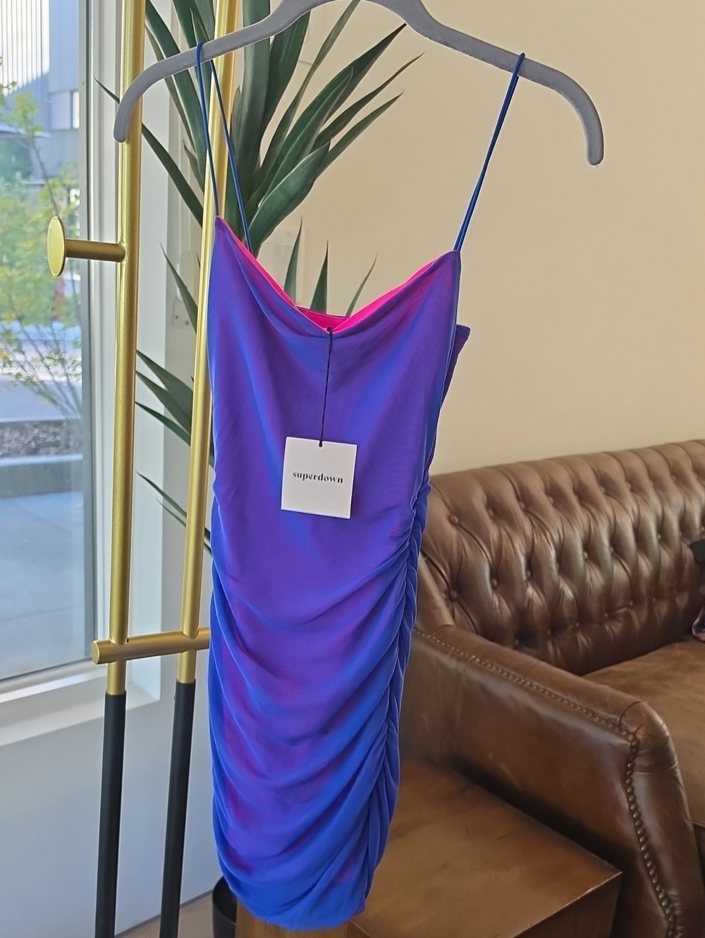 superdown Ruched Mini Dress in Purple & Pink Size XS